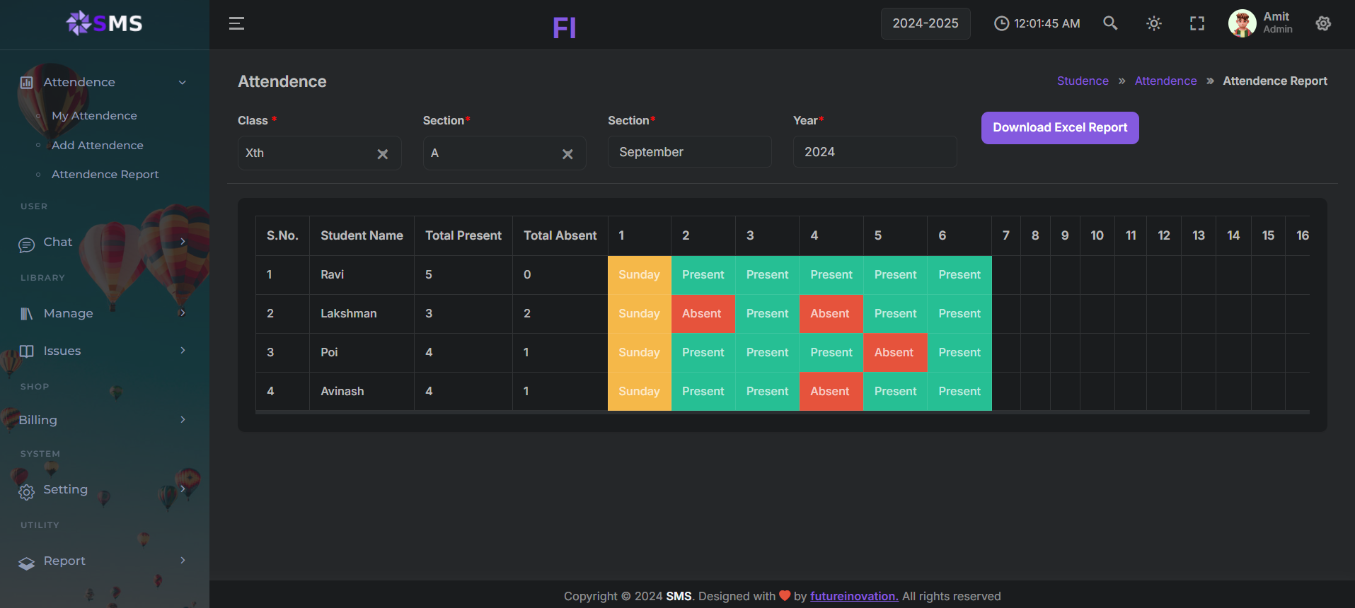 Attendance Report Screenshot